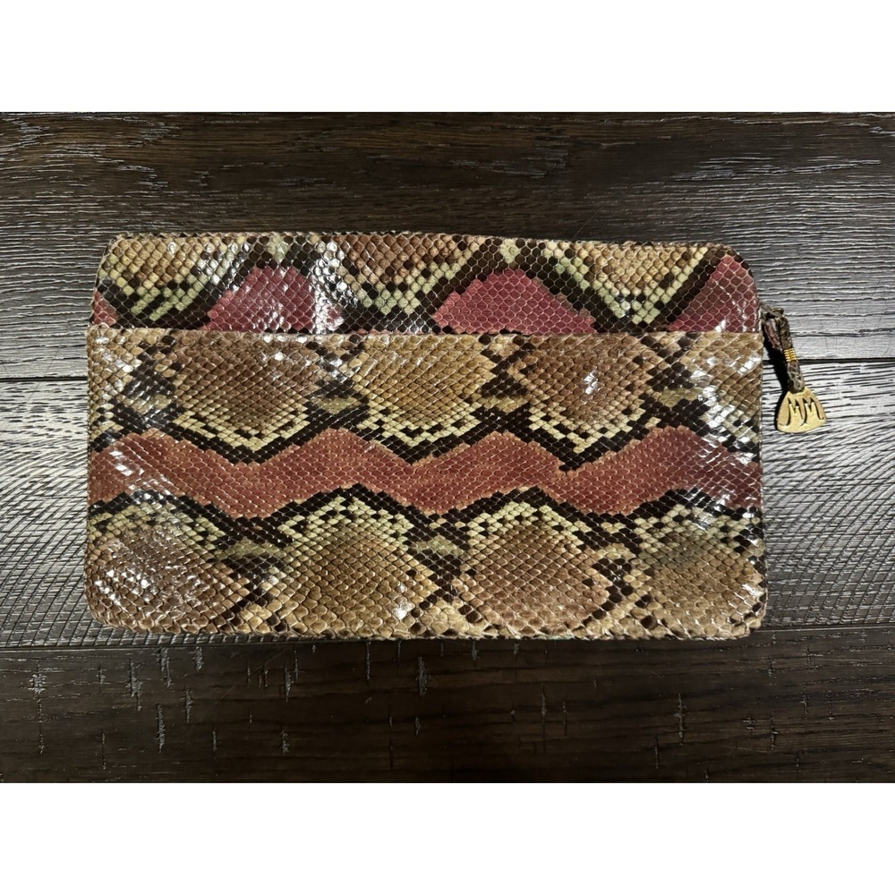 Morris Moskowitz MM Vintage Purse Python Snakeskin Crossbody Brown Beige